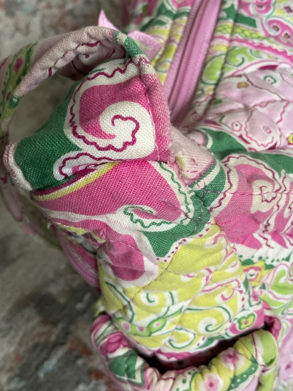 Vera Bradley Pink and Green Quilted Paisley Shoulder Bag - Picture 8 of 12